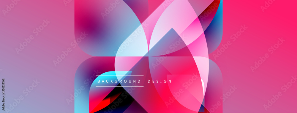 Leinwandbilder abstract fluid shapes overlap, creating vibrant pinks, blues, purples. modern design features text b