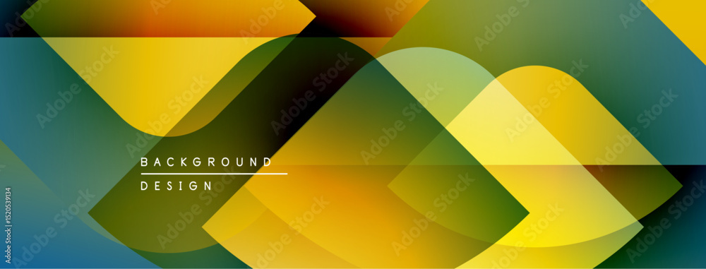 Aufkleber abstract geometric shapes overlap, creating vibrant color gradients. yellows, greens, blues blend se