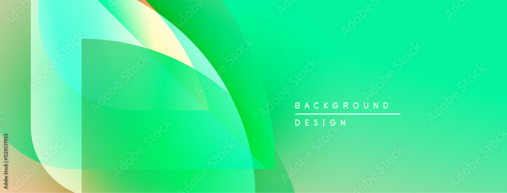 Aufkleber Abstract green gradient shapes overlap. Modern design elements create dynamic visual texture. Background suggests digital art, smooth transitions.