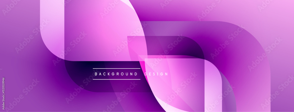 Aufkleber Abstract pink background. Smooth gradients, rounded rectangles overlap creating dynamic visual effect. Modern design element.