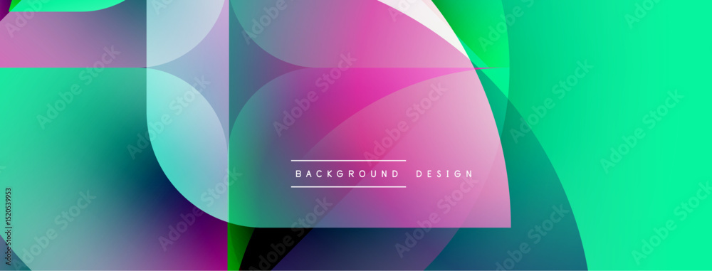 Aufkleber Abstract vibrant shapes overlap. Gradient colors blend, creating modern design. Text reads background design. Smooth transitions dominate composition.