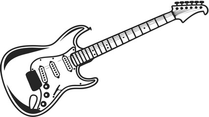 Electric guitar vector illustration for music lovers and guitarists black and white outline drawing