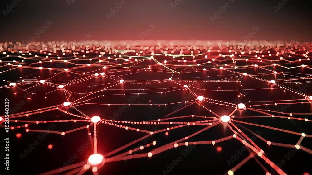 Poster Red Illuminated Network: A Dynamic Data Visualization