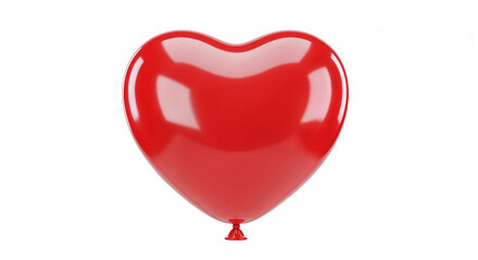 Red heart shaped balloon floating on white background