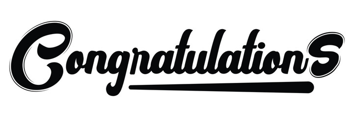 Congratulations Handwritten Brush Lettering with Golden Stars – Greeting Design for Card, Poster, T-Shirt, and Web.