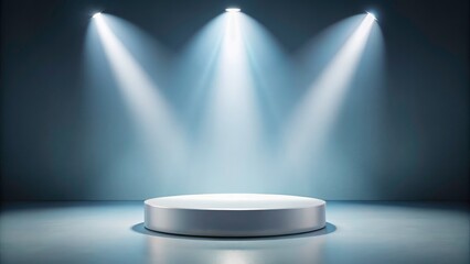 Blank display stand, 3D rendering, perfect for showcasing products in marketing materials and advertising campaigns.