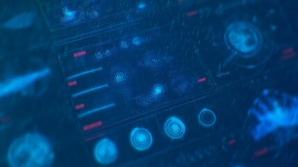 Futuristic data display with digital elements