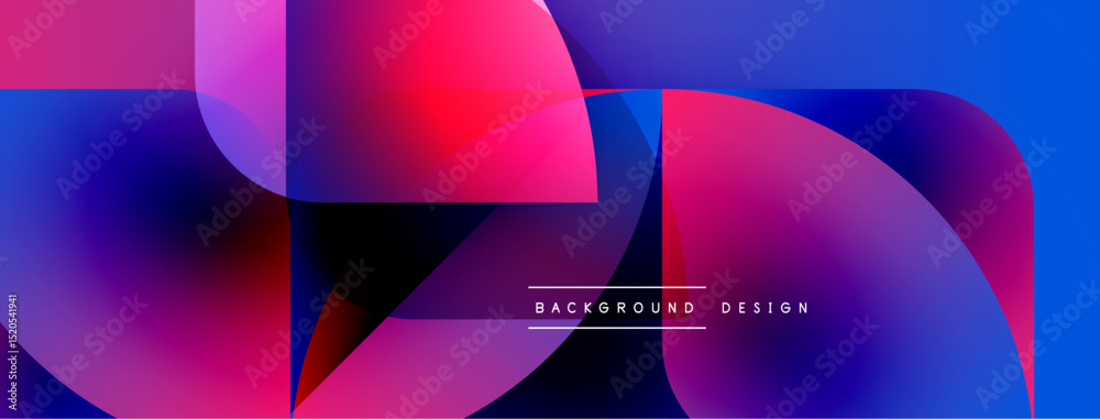 Poster abstract vibrant design. overlapping shapes create dynamic colorful composition. gradient hues blend