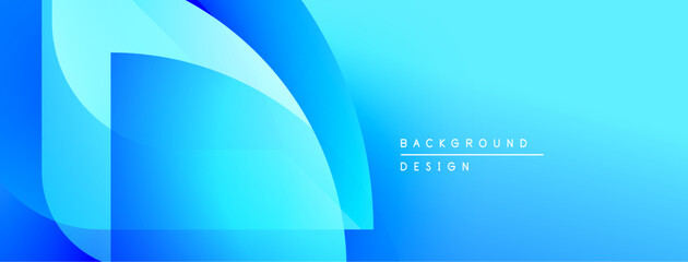 Abstract blue design features layered shapes, gradients. Modern aesthetic suitable for backgrounds, presentations. Clean, vibrant composition.