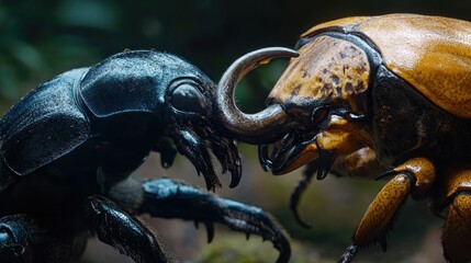 Two beetles close up