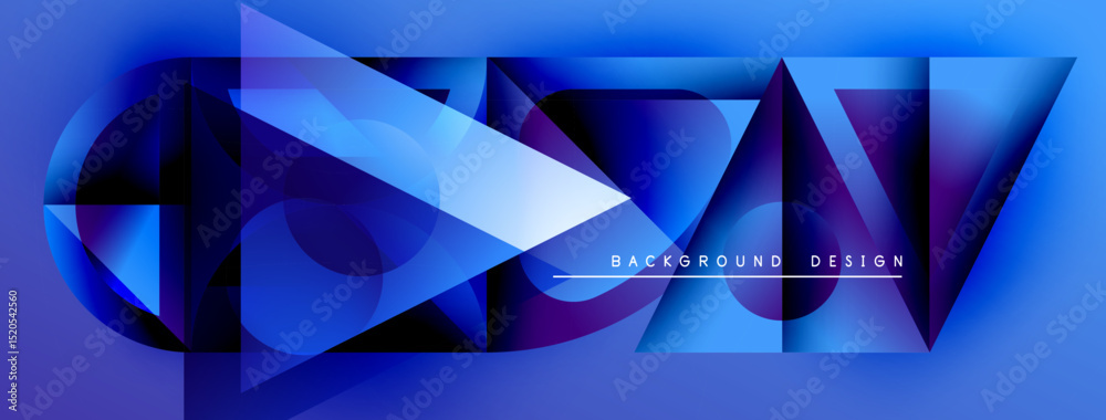 Aufkleber abstract geometric shapes, vibrant blue hues, dynamic composition. modern design elements create fut