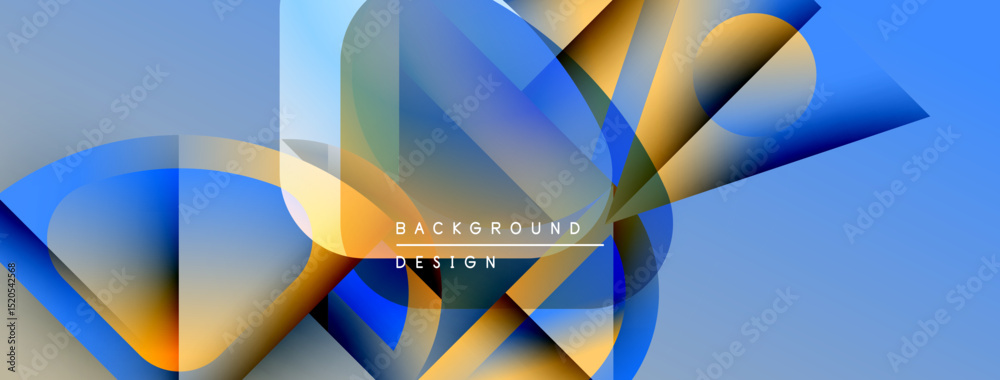Aufkleber abstract geometric shapes overlap, creating dynamic blue, gold composition. modern design elements s