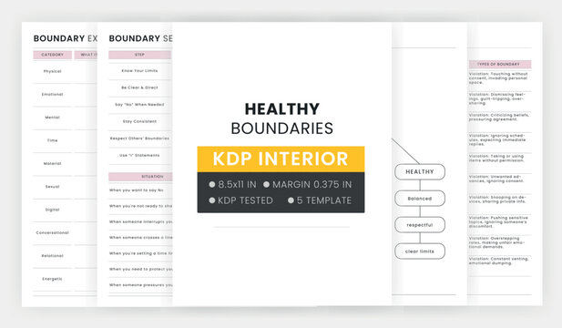 Healthy Boundaries Worksheet Printable, Boundary Setting workbook, Communication skills Workbook