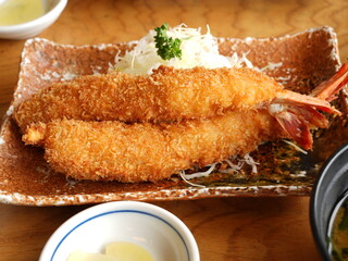 Japanese Fried Shrimp Set Meal with Rice and Miso Soup