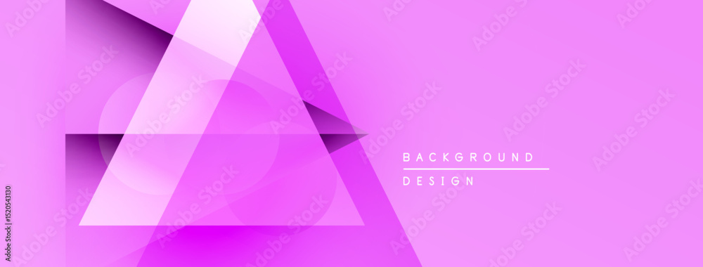 Poster Pink abstract background features layered triangles, gradients, soft shadows. Modern design element for digital projects.
