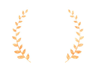 オレンジがかった金色の月桂冠の装飾イラスト