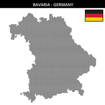 Small hexagonal dotted map of bavaria in Germany
