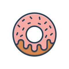 Color illustration icon for donut
