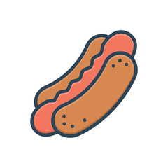 Color illustration icon for hotdog