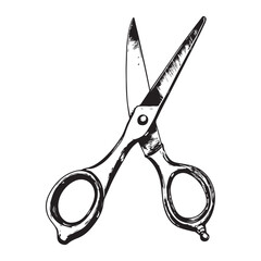 scissors silhouette shape, black vector illustration of hand-operated shearing tools