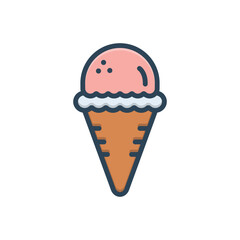 Color illustration icon for ice cream