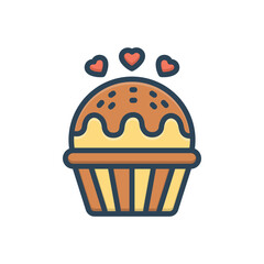 Color illustration icon for muffin