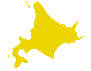 北海道　日本　地図　黄色　イラスト