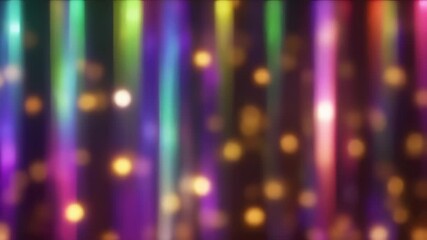 Abstract colorful background with glowing bokeh lights and vertical lines motion - Powered by Adobe