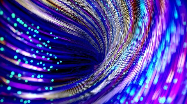 Abstract light streams converging into a vortex