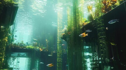 Vertical Ocean Farming for Food Production - Sustainable farming techniques that use vertical ocean spaces to grow food without depleting marine ecosystems.
