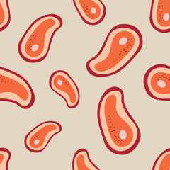 Meat steak seamless pattern background for packaging and decoration. Eco healthy food concept.