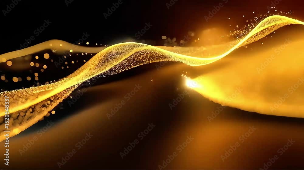 Poster Golden Particle Wave Abstract Animation