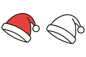 Cartoon Santa hats display the holiday spirit with simplicity and festive cheer transparent background