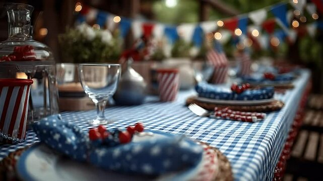 Patriotic outdoor dining setting