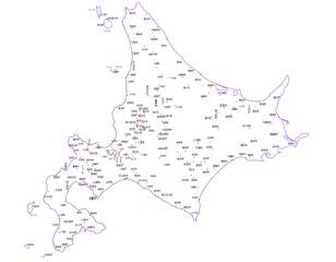 北海道　日本　地図　斑点　白　イラスト