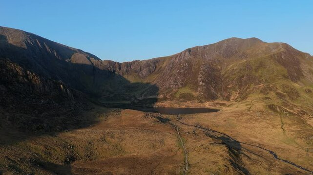 Llyn Idwal with Devils Kitchen and Y Garn in Eryri Snowdonia National Park, North Wales