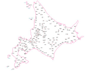 北海道　日本　地図　斑点　白　イラスト