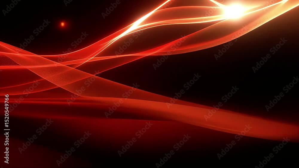Poster Abstract Red Light Waves Flowing Dynamically Across Dark Background