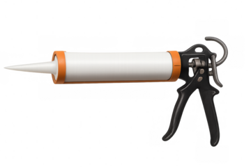 Skeleton gun holding silicone tube isolated on transparent background, ideal for diy and construction projects