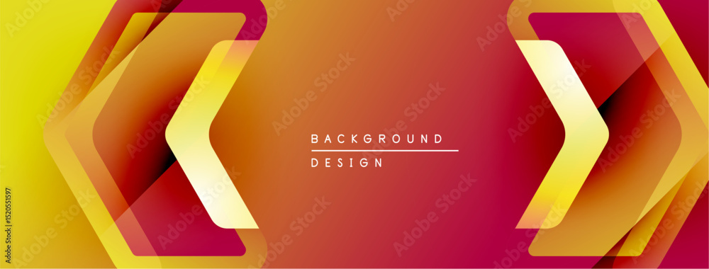Fototapete abstract background features vibrant orange, yellow gradients. geometric shapes create dynamic visua