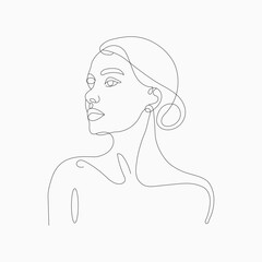 vector illustration of a woman face line art vector 