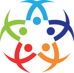 A minimalist logo featuring a circle of connected vector icon design