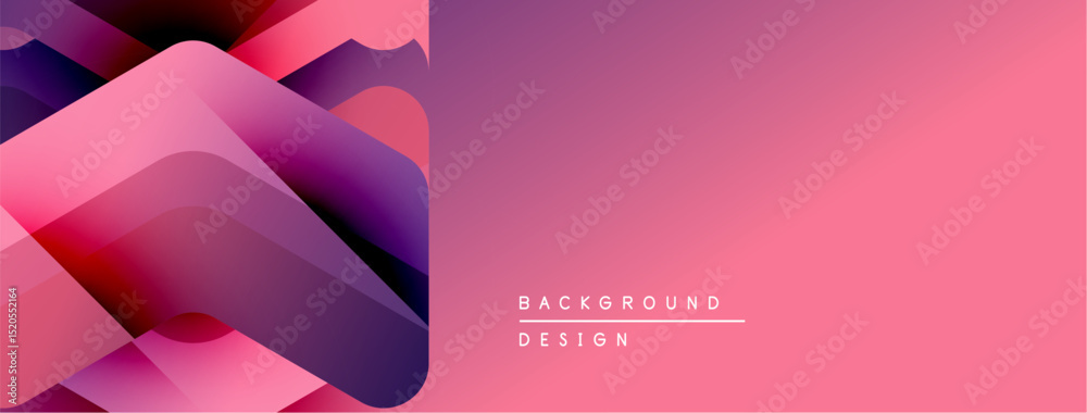 Poster abstract pink, purple shapes overlap. gradient background creates modern design. text reads backgrou