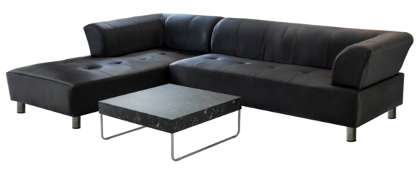 Black  Sofa isolated on white background, Black  armchair and sofa on white background with work path, High resolution focus stacking photography PNG file.