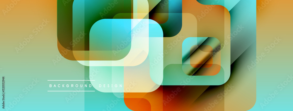 Poster Abstract geometric pattern. Overlapping squares create vibrant color transitions. Modern design suitable for backgrounds, banners, presentations.