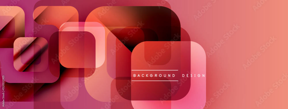 Poster abstract geometric pattern. overlapping squares create vibrant, modern design. gradient shades of re