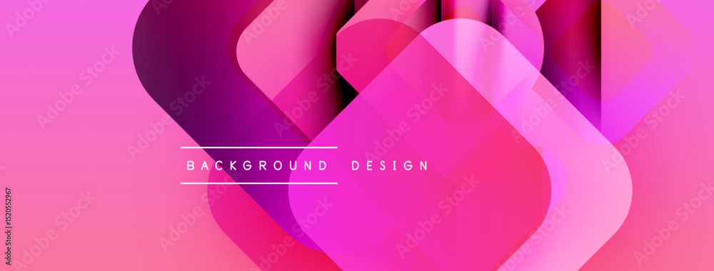 Poster Abstract pink design features overlapping shapes. Gradient colors create dynamic visual effect. Text reads background design.