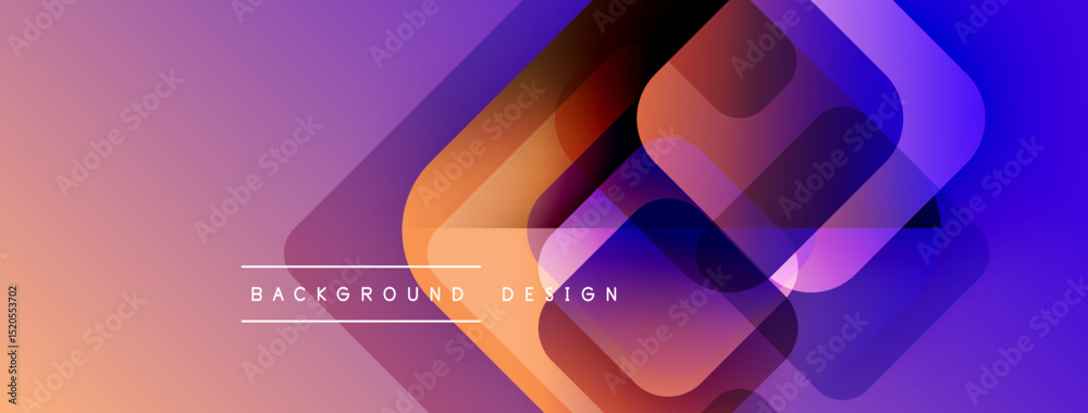 Aufkleber abstract geometric shapes overlap, creating vibrant gradient effect. purple, orange, blue hues domin