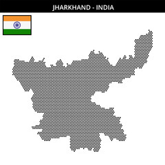 Obraz premium Small hexagonal dotted map of jharkhand in India