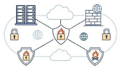 Blockchain Security Network &ndash; Digital Chain Data Protection Concept Illustration

